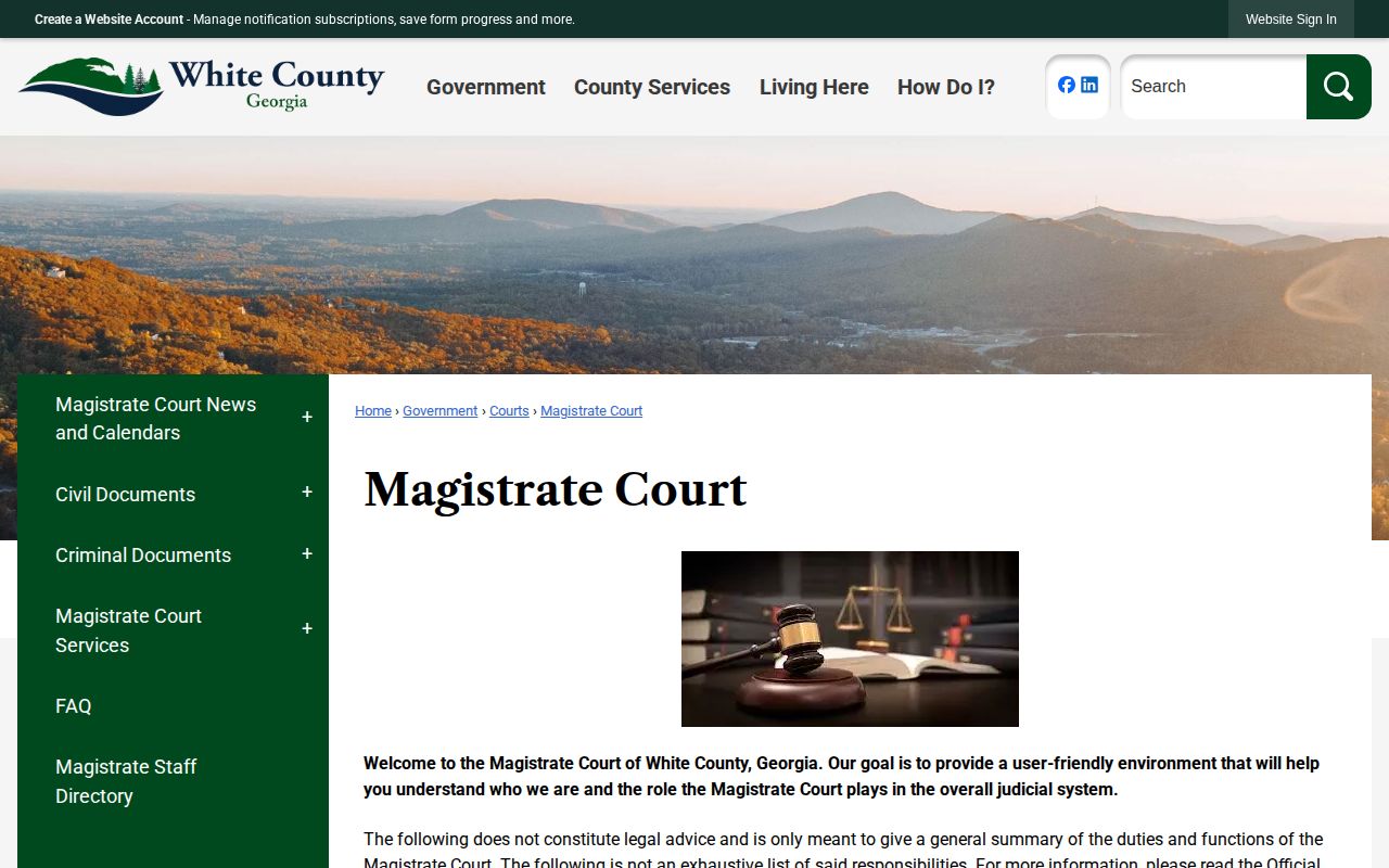 White County Magistrate Court warrant information and court contact page